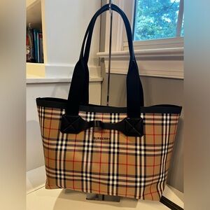 Classic Burberry Tan Check Tote